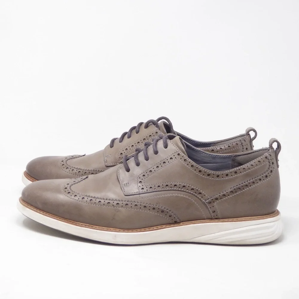 Cole Haan Mens Grand Evolution Wingtip Oxford Shoes Gray C31350 Size 13